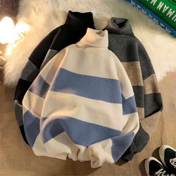 men's sweaters e-baihui striped winter sweater men thick warm sweatshirt casual loose turtleneck knitted pullover all-match harajuku kn, White;black
men's sweaters e-baihui striped winter sweater men thick warm sweatshirt casual loose turtleneck knitted pullover all-match harajuku kn, White;black