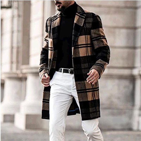 women's trench coats european and american men's autumn 2021 casual plaid wool coat mid-length, Tan;black
women's trench coats european and american men's autumn 2021 casual plaid wool coat mid-length, Tan;black