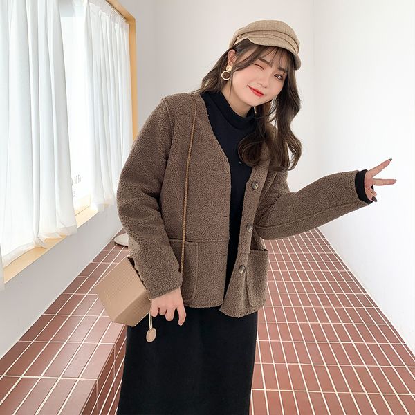 new fashion plus-size autumn winter fat add short style lamb fleece jacket 2208 gs99, Black;brown
new fashion plus-size autumn winter fat add short style lamb fleece jacket 2208 gs99, Black;brown
