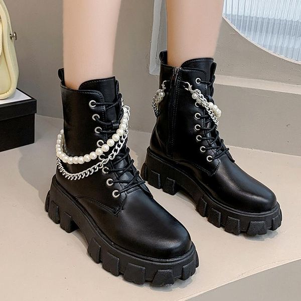 boots 2021 platform chain decoration trendy street shoes black cross straps pearl zipper women knee high botines de mujer
boots 2021 platform chain decoration trendy street shoes black cross straps pearl zipper women knee high botines de mujer