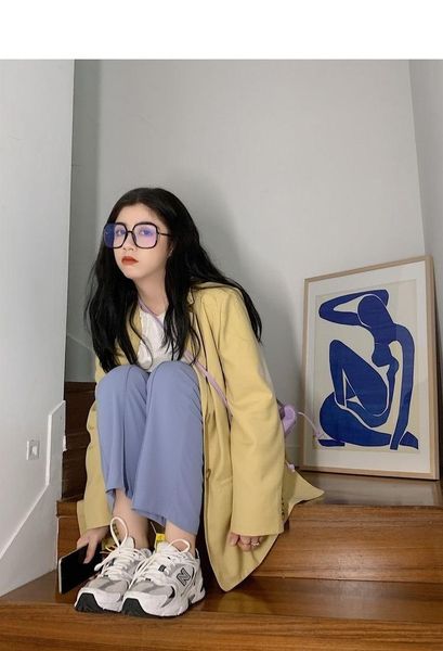 women's suits & blazers bright yellow jacket retro vintage gentle oversized double-breasted blazer women loose slim all-match 2021 spri, White;black
women's suits & blazers bright yellow jacket retro vintage gentle oversized double-breasted blazer women loose slim all-match 2021 spri, White;black