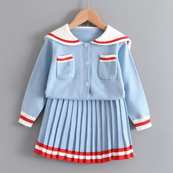 fashion kids girl clothing knitted coat skirt children's clothing set sailor collar long sleeve girls dress children's costumes, White
fashion kids girl clothing knitted coat skirt children's clothing set sailor collar long sleeve girls dress children's costumes, White