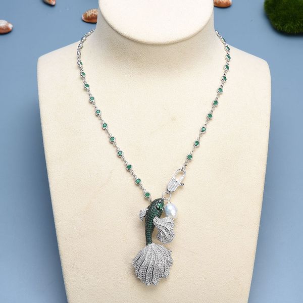 guaiguai jewelry natural white keshi pearl green zirconia micro cz pave fish chain necklace brooch pendant charms for women girls, Silver
guaiguai jewelry natural white keshi pearl green zirconia micro cz pave fish chain necklace brooch pendant charms for women girls, Silver