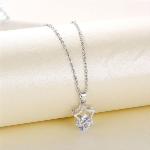 chains titanium steel jewelry, crystal star necklace, five-pointed zircon pendant, Silver
chains titanium steel jewelry, crystal star necklace, five-pointed zircon pendant, Silver