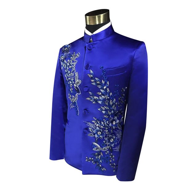 2 pieces shiny blue sequins mens suits slim fit stand collar blazers pants set male singer host chorus performance costume, Black;red
2 pieces shiny blue sequins mens suits slim fit stand collar blazers pants set male singer host chorus performance costume, Black;red