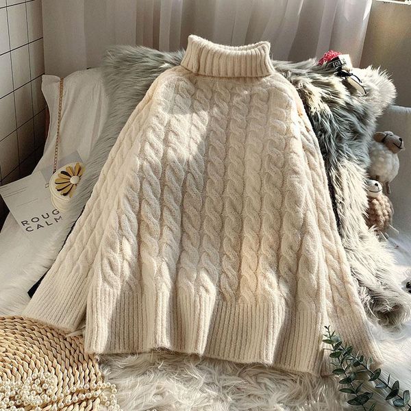 turtleneck knitted women sweater pullvoers flare sleeved loose solid thicken warm female pulls outwear coats, White;black
turtleneck knitted women sweater pullvoers flare sleeved loose solid thicken warm female pulls outwear coats, White;black