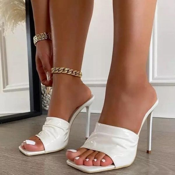 dress shoes 2021 summer sandals women slipper peep toe thin high heel sandal ladies quality pu leather slides pumps, Black
dress shoes 2021 summer sandals women slipper peep toe thin high heel sandal ladies quality pu leather slides pumps, Black