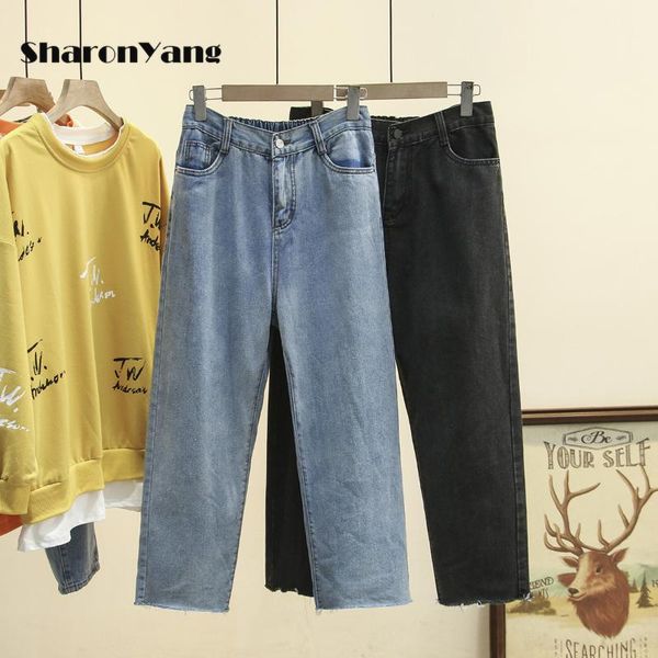 women's jeans autumn plus size straight large women's denim pants elastic high waist loose mom baggy women, Blue
women's jeans autumn plus size straight large women's denim pants elastic high waist loose mom baggy women, Blue