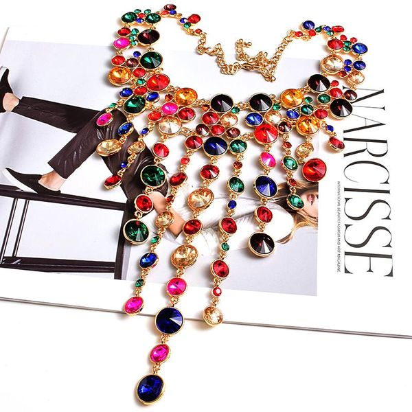 chains bohemian multicolored rhinestone big long chain necklace bridal jewelry crystal retro personality party wedding accessories, Silver
chains bohemian multicolored rhinestone big long chain necklace bridal jewelry crystal retro personality party wedding accessories, Silver