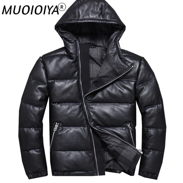 men's leather & faux genuine cowhide down jacket men's hooded wind-resistant self-cultivation youth winter, Black
men's leather & faux genuine cowhide down jacket men's hooded wind-resistant self-cultivation youth winter, Black