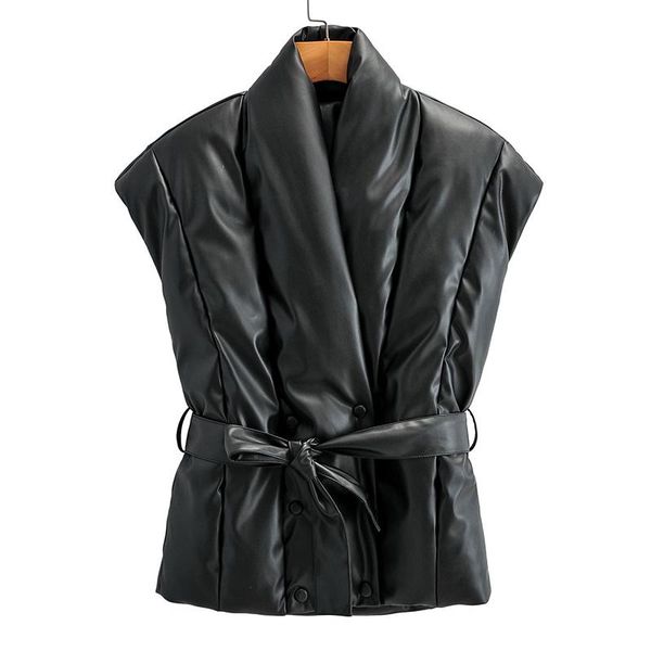 women's vests ailegogo autumn winter women pu faux leather vest with belt casual female sleeveless cotton coat thick warm black outwear, Black;white
women's vests ailegogo autumn winter women pu faux leather vest with belt casual female sleeveless cotton coat thick warm black outwear, Black;white