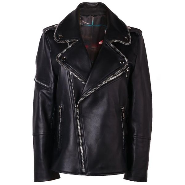 women's leather & faux yoloagain oversized zipper collar genuine jacket women ladies motorcycle jakcet, Black
women's leather & faux yoloagain oversized zipper collar genuine jacket women ladies motorcycle jakcet, Black