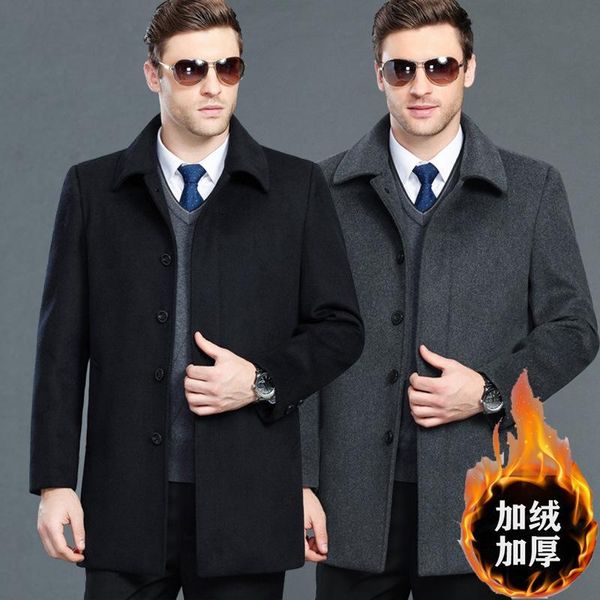 men's wool & blends coat for men with cashmere thickening middle and old business medium long woolen man, Black
men's wool & blends coat for men with cashmere thickening middle and old business medium long woolen man, Black