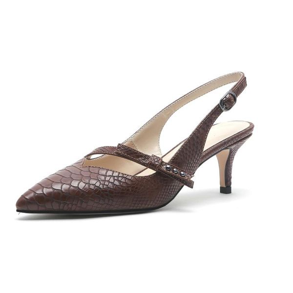 dress shoes women mid-heel slingback pointed toe snake pattern for office, Black
dress shoes women mid-heel slingback pointed toe snake pattern for office, Black