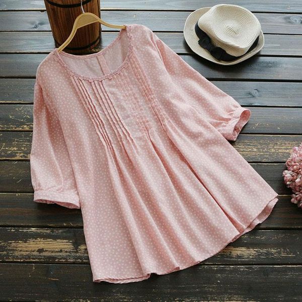 women's blouses & shirts big size spring summer women blouse literary polka dot half sleeve o-neck cotton shirt loose japan style casu, White
women's blouses & shirts big size spring summer women blouse literary polka dot half sleeve o-neck cotton shirt loose japan style casu, White