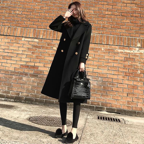 women's wool & blends 2021 autumn winter women fashion blend female warm slim korean style loose solid outerwear basic long coats q282, Black
women's wool & blends 2021 autumn winter women fashion blend female warm slim korean style loose solid outerwear basic long coats q282, Black