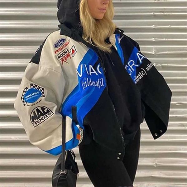 woman blue printed bomber jacket casual loose sports style baseball jacket colorblock coat spring autumn 211014, Black;brown
woman blue printed bomber jacket casual loose sports style baseball jacket colorblock coat spring autumn 211014, Black;brown