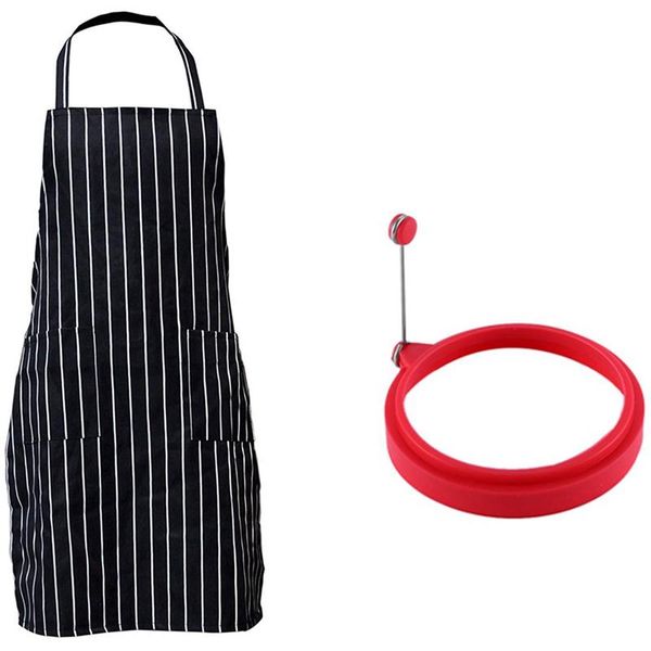pack stripe bib apron with pockets black cooking kitchen chef & 5 silicone egg ring baking pastry tools
pack stripe bib apron with pockets black cooking kitchen chef & 5 silicone egg ring baking pastry tools