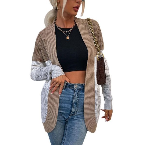 women's knits & tees fashion sweater autumn casual v-neck cardigan color matching loose big pocket knitted donsignet, White
women's knits & tees fashion sweater autumn casual v-neck cardigan color matching loose big pocket knitted donsignet, White