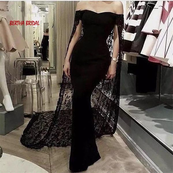 party dresses black lace evening dress women elegant mermaid off the shoulder prom with cloak vestidos de fiesta noche, White;black
party dresses black lace evening dress women elegant mermaid off the shoulder prom with cloak vestidos de fiesta noche, White;black
