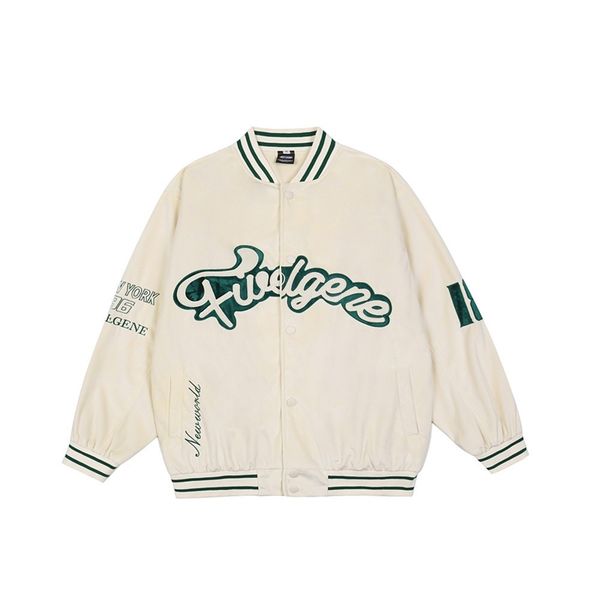 fashion brand letter embroidered baseball suit men's ins street hip hop trend loose stand collar jacket, Black 
fashion brand letter embroidered baseball suit men's ins street hip hop trend loose stand collar jacket, Black