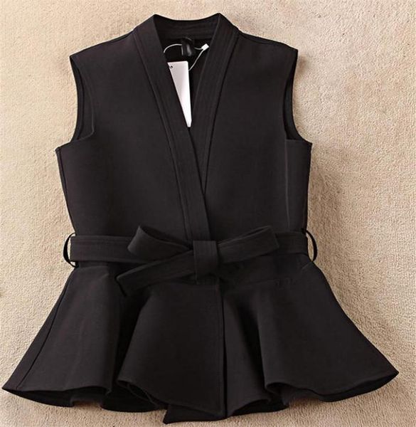 women's vests middle long spring autumn vest waistcoat sleeveless coat fashion versatile belt bow jacket top, Black;white
women's vests middle long spring autumn vest waistcoat sleeveless coat fashion versatile belt bow jacket top, Black;white