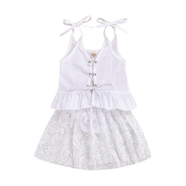 summer girl set white girl vest + white lace skirt suits for kids fashion girls clothing, Red;yellow