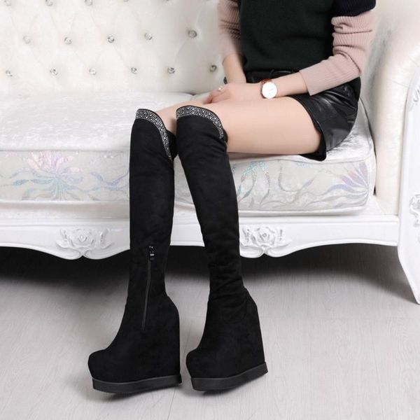 boots high heels women long over thigh knee wedge with platform booties lady winter shoes 15cm, Black
boots high heels women long over thigh knee wedge with platform booties lady winter shoes 15cm, Black