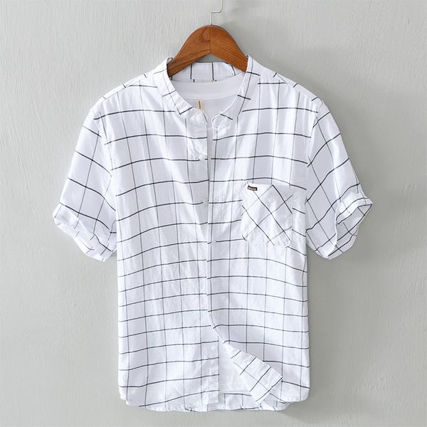 2021 summer new pure cotton short-sleeved brand plaid shirts for men casual stand collar shirt mens chemise mteq, White;black
2021 summer new pure cotton short-sleeved brand plaid shirts for men casual stand collar shirt mens chemise mteq, White;black
