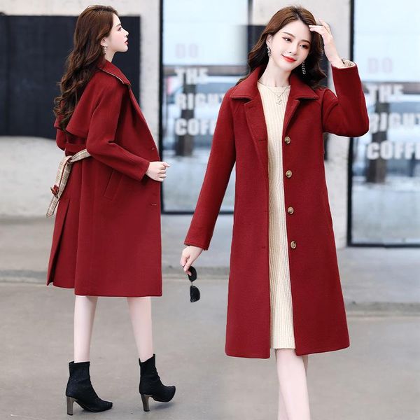 women's wool & blends 2021 clothing single side cashmere overcoat middle long loose women, Black
women's wool & blends 2021 clothing single side cashmere overcoat middle long loose women, Black