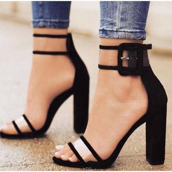 2021 new women summer buckle ankle strap sandals female open toe transparent pumps cover square heel ladies fashion casual shoes, Black
2021 new women summer buckle ankle strap sandals female open toe transparent pumps cover square heel ladies fashion casual shoes, Black