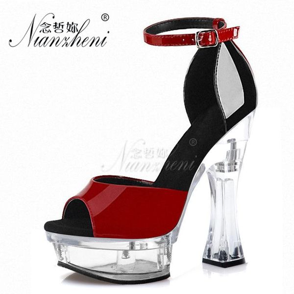 sandals 14cm super high heeled shoes pole dancing 6 inches patent leather bride wedding clear women's thick platform spool heels, Black
sandals 14cm super high heeled shoes pole dancing 6 inches patent leather bride wedding clear women's thick platform spool heels, Black