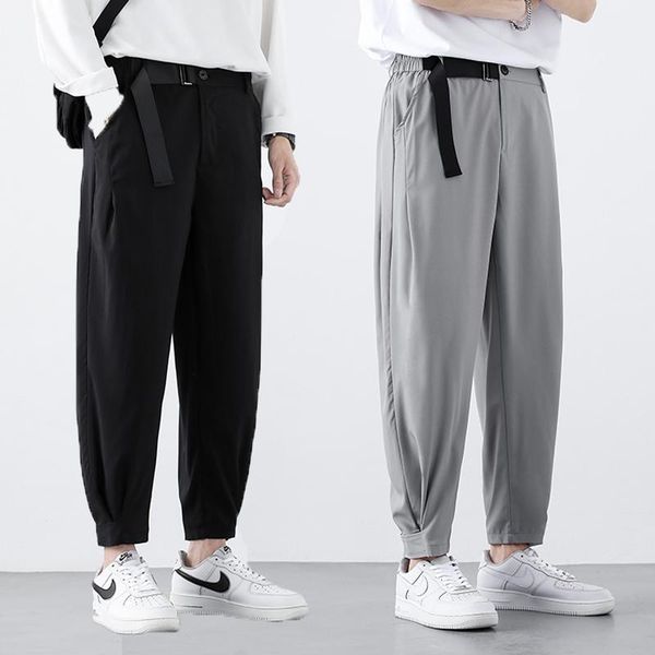 men's pants summer thin light-colored lace-up fashion casual trend drape loose feet ice silk nine-point men, Black
men's pants summer thin light-colored lace-up fashion casual trend drape loose feet ice silk nine-point men, Black