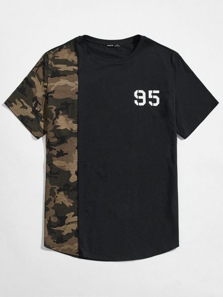 men camo & letter graphic tee n4b1#, White;black
men camo & letter graphic tee n4b1#, White;black