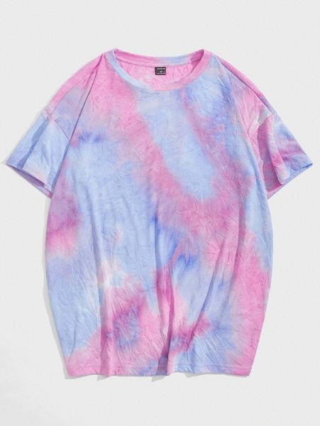 men tie dye drop shoulder tee x6uk#, White;black