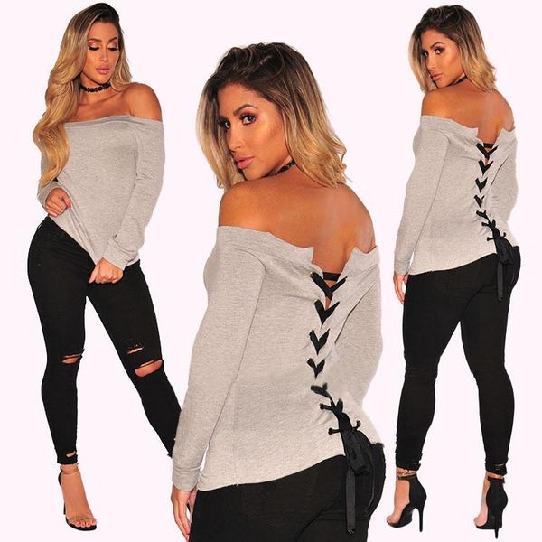 women's tracksuits cross-border supply 2021 solid color corns strap horizontal neck long-sleeved upper garment t-shirt wholesale, Gray
women's tracksuits cross-border supply 2021 solid color corns strap horizontal neck long-sleeved upper garment t-shirt wholesale, Gray