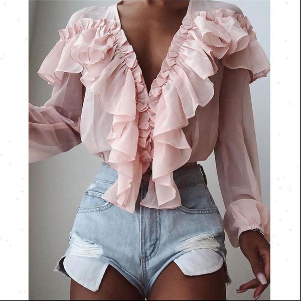 women solid color v neck ruffle trim blouse ladies casual long sleeve shirts blouse ladies loose v neck autumn, Gray
women solid color v neck ruffle trim blouse ladies casual long sleeve shirts blouse ladies loose v neck autumn, Gray