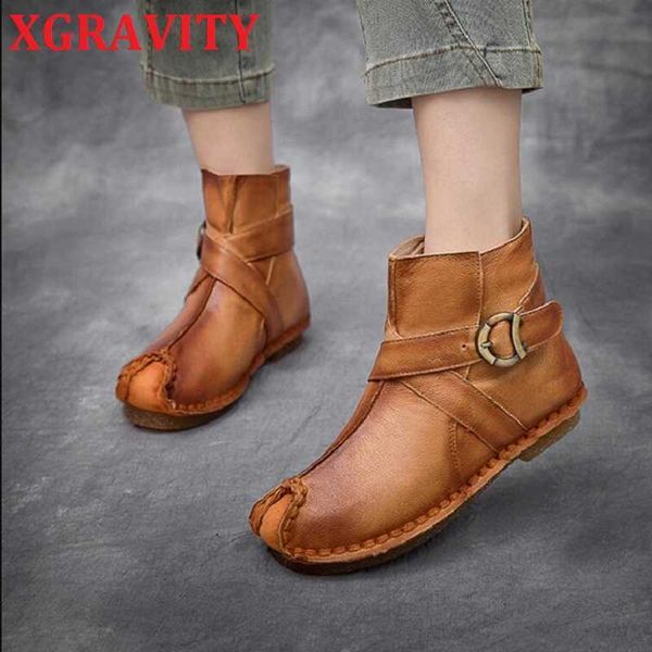 xgravity autumn winter short boots fashion cow genuine leather ankle boots lady flat shoes ethnic original female shoes s170 210429, Black
xgravity autumn winter short boots fashion cow genuine leather ankle boots lady flat shoes ethnic original female shoes s170 210429, Black