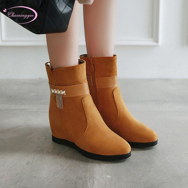 boots party style round toe flock ankle fashion chain beading zipper medium with increasing motorcycle women's shoes, Black
boots party style round toe flock ankle fashion chain beading zipper medium with increasing motorcycle women's shoes, Black