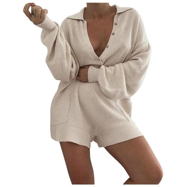 sagace lady jumpsuit solid color long sleeve pijamas loose casual buttons blouse pants playsuit women femme sleepwear, Black;white
sagace lady jumpsuit solid color long sleeve pijamas loose casual buttons blouse pants playsuit women femme sleepwear, Black;white