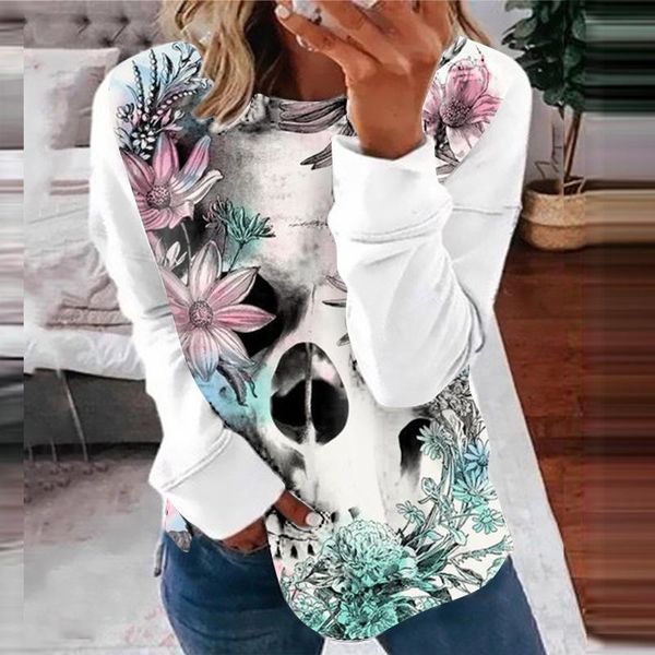 women's blouses & shirts skeleton flower print blouse women harajuku casual long sleeve loose ladies pullover streetwear blusas mujer, White
women's blouses & shirts skeleton flower print blouse women harajuku casual long sleeve loose ladies pullover streetwear blusas mujer, White