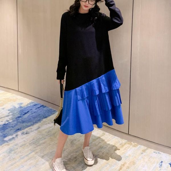 casual dresses big size women autumn winter korea fashion solid spliced ladies female plus large long ruffles pleat loose slim dress, Black;gray
casual dresses big size women autumn winter korea fashion solid spliced ladies female plus large long ruffles pleat loose slim dress, Black;gray