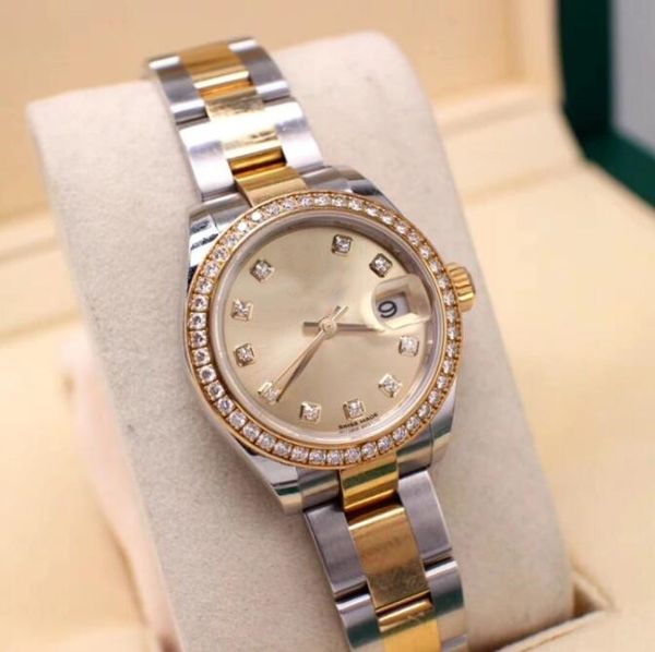 with box paper waterproof classic womens watches sapphire 279383 28mm calendar mechanical diamond bezel gold stainless steel bracelet luxury, Slivery;brown
with box paper waterproof classic womens watches sapphire 279383 28mm calendar mechanical diamond bezel gold stainless steel bracelet luxury, Slivery;brown