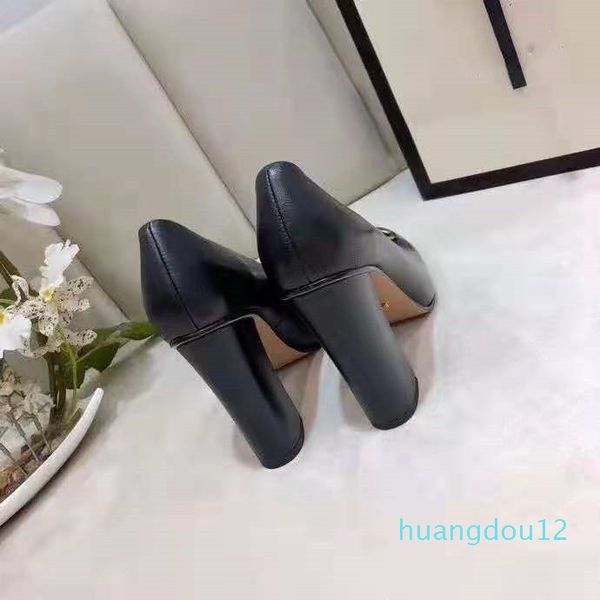 luxury classic office professional thick heel shoes women's party 10cm size us35-41, Black