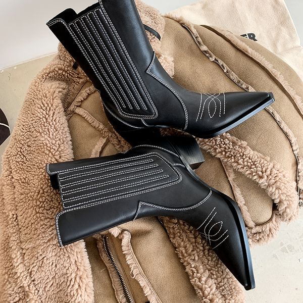 genuine leather cowgirl boots chunky botas mujer brand designer cowboy showt boots embroider casual shoes cossack retro booties, Black
genuine leather cowgirl boots chunky botas mujer brand designer cowboy showt boots embroider casual shoes cossack retro booties, Black