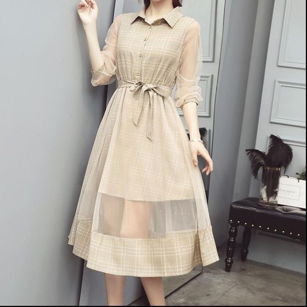 2021 summer new women shirt dress elegant slim bandage plaid dress ladies sweet long mesh beach dress female, Black;gray
2021 summer new women shirt dress elegant slim bandage plaid dress ladies sweet long mesh beach dress female, Black;gray