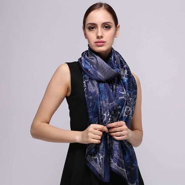 women 2020 spring and autumn new fashion temperament shawl street travel women's silk scarf, Blue;black
women 2020 spring and autumn new fashion temperament shawl street travel women's silk scarf, Blue;black