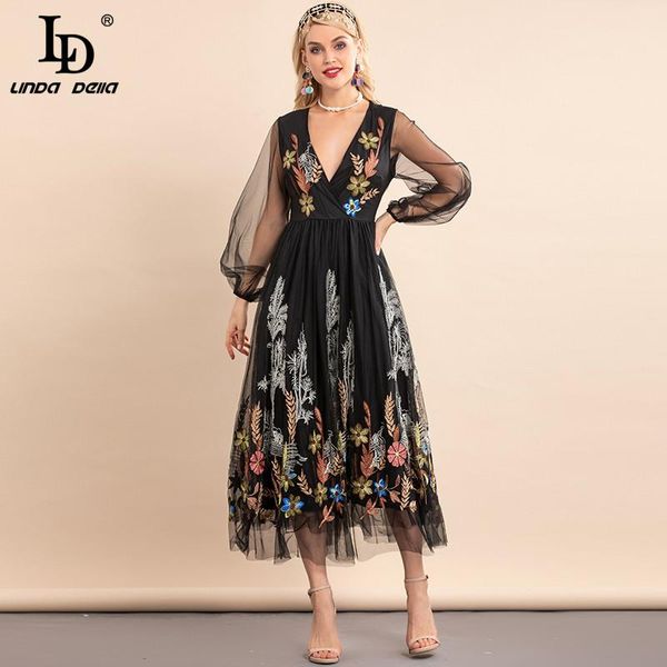 casual dresses ld linda della 2021 women's summer runway black embroidered long dress ladies v-neck lantern sleeve mesh vintage party, Black;gray
casual dresses ld linda della 2021 women's summer runway black embroidered long dress ladies v-neck lantern sleeve mesh vintage party, Black;gray