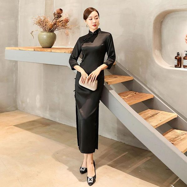ethnic clothing vintage button chinese style cheongsam satin long evening party dress gown mandarin collar female qipao high split vest, Red
ethnic clothing vintage button chinese style cheongsam satin long evening party dress gown mandarin collar female qipao high split vest, Red