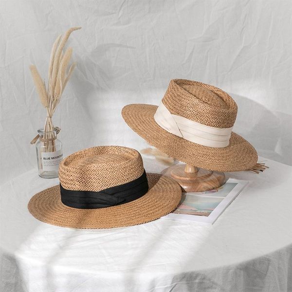 wide brim hats women men summer woven straw sun hat flat ribbon bohemian outdoor sunscreen adjustable panama boater beach cap, Blue;gray
wide brim hats women men summer woven straw sun hat flat ribbon bohemian outdoor sunscreen adjustable panama boater beach cap, Blue;gray
